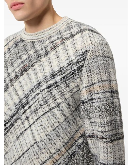 Missoni Gray Wool-Blend Pullover With Macro-Check Pattern for men