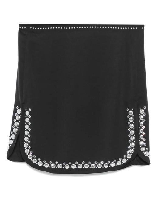 Falda corta con dobladillo de apliques Rabanne de color Black