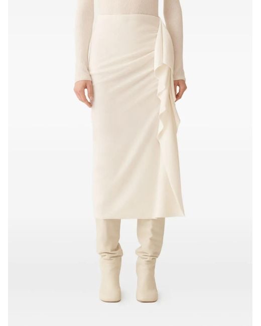 Fabiana Filippi White Fringe Midi Skirt