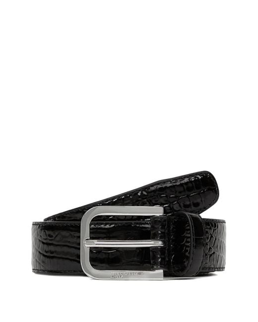Karl Lagerfeld Black Croc-Effect Leather Belt