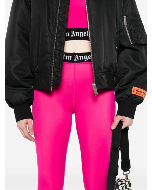Palm Angels Pink Logo-intarsia Performance leggings