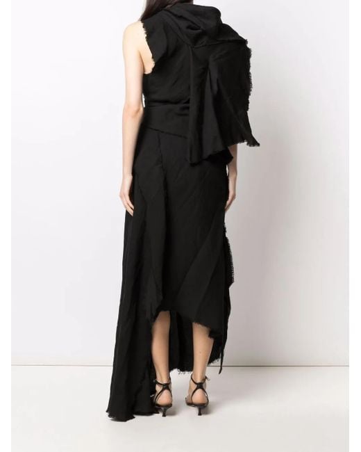 Yohji Yamamoto ドレープ マキシドレス Black