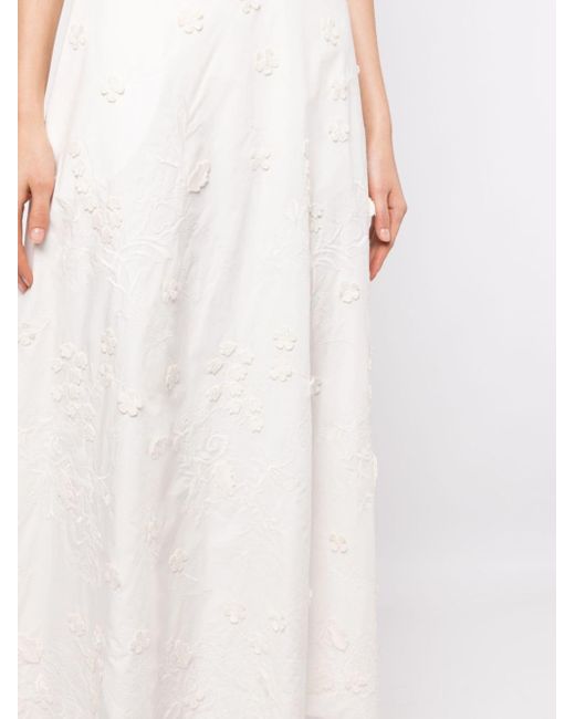 Elie Saab White Embroidered Cotton Midi Skirt