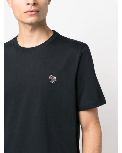 Paul Smith Black Zebra Logo Cotton T-Shirt for men