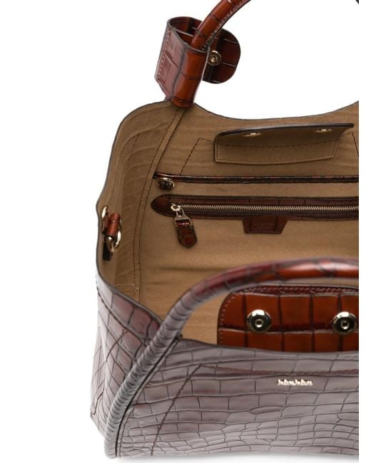 Max Mara Brown Embossed-Croc Tote Bag
