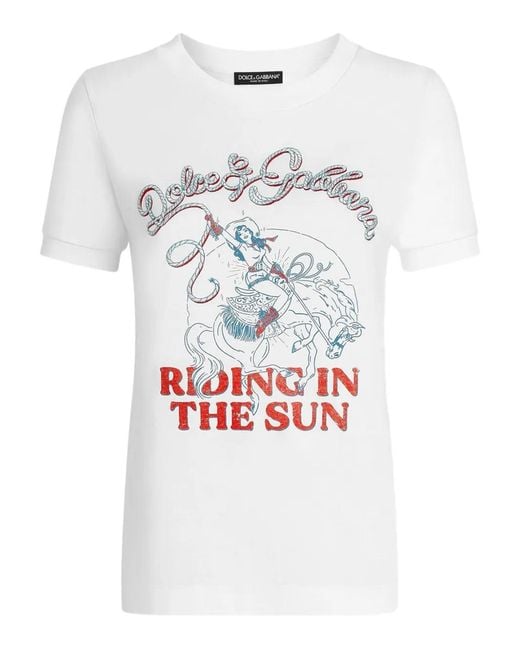 Dolce & Gabbana White Print-Detail T-Shirt