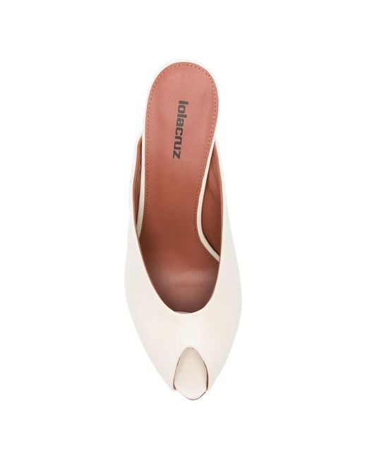 Lola Cruz White Peep Toe Mules