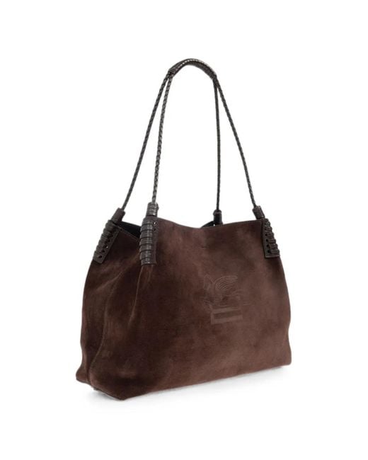 Etro Black Medium Libra Suede Tote Bag