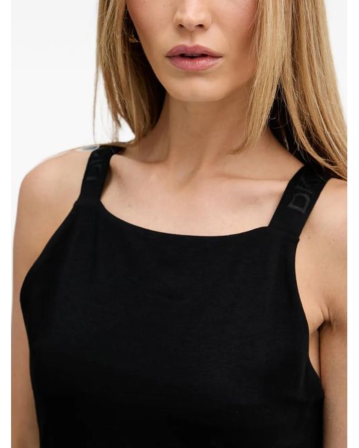 DKNY Black Logo-Strap Sleeveless Midi Dress