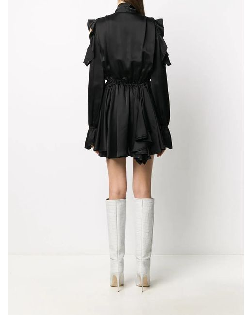 Off-White c/o Virgil Abloh Black Ruffle-Detail Logo-Print Dress