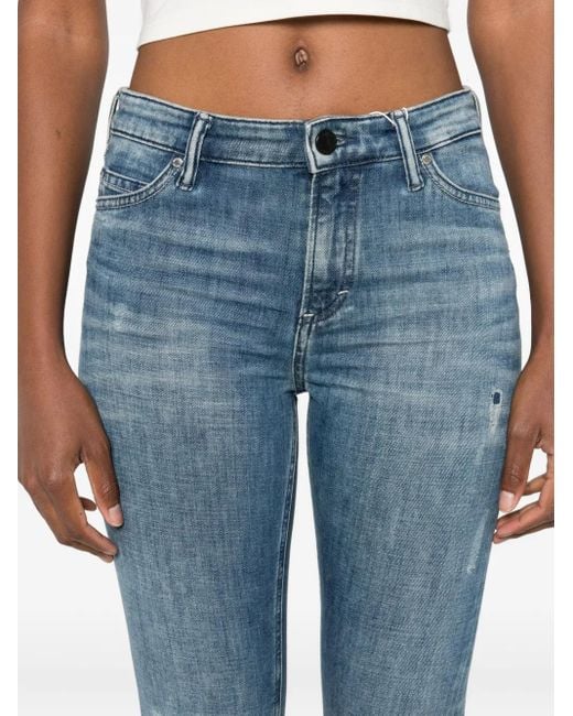 Marc O' Polo Blue Frayed-Hem Distress-Detail Jeans