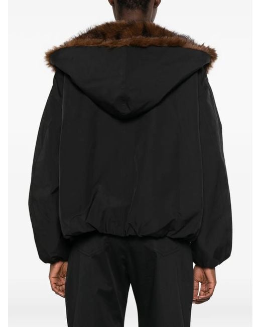 ELEH Black Faux-Fur Trim Hooded Jacket