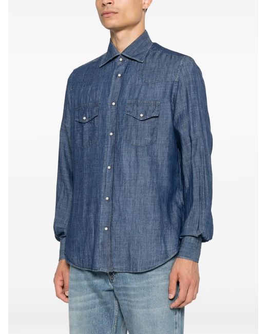 Eleventy Blue Button-Down Shirt for men