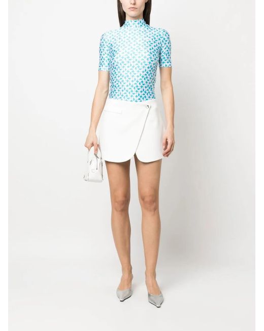 Coperni Blue Monogram-Print High-Neck Top