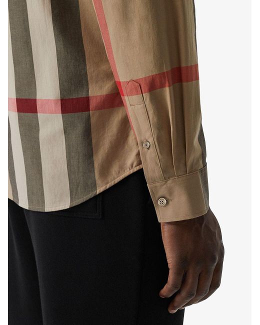 Chemise en popeline à carreaux Somerton Burberry pour homme en coloris Brown