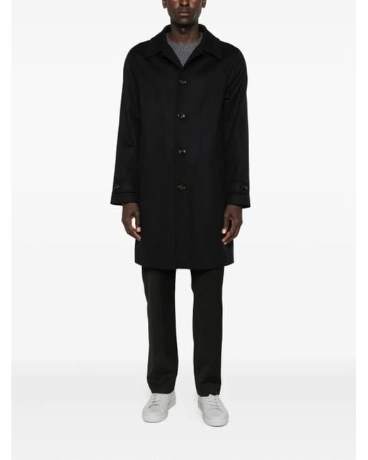 Aspesi Black Button-Fastening Coat for men