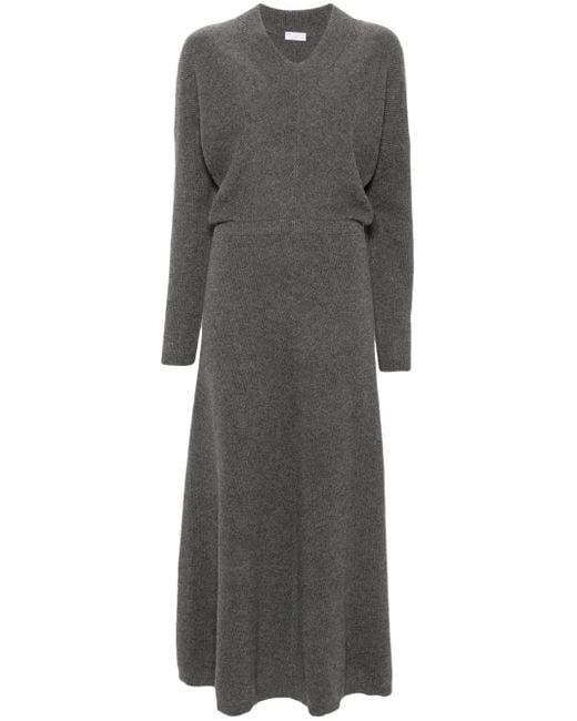 Robe En Maille Nervurée À Coupe Longue Brunello Cucinelli en coloris Gray