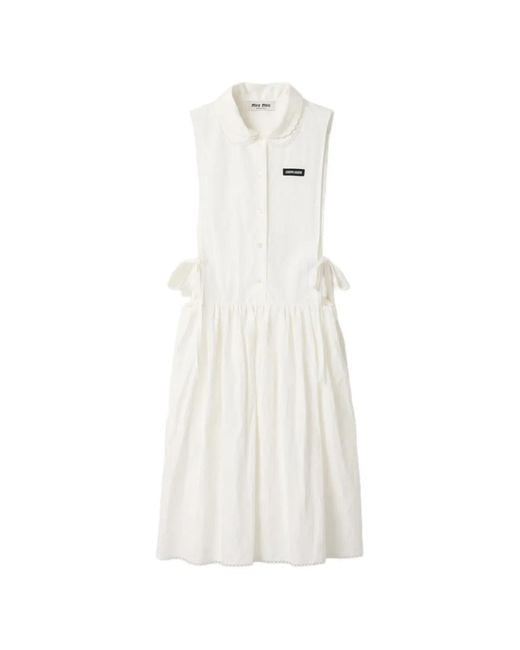 Miu Miu White Robe En Popeline