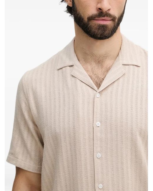 Mos Mosh Natural Joe Basso Vertical-Stripe Short-Sleeve Shirt for men