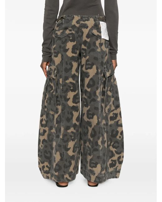 R13 Gray Leopard-Print Cotton Cargo Pants