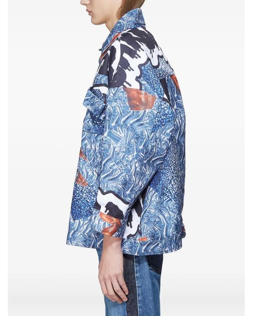 Garbage TV Blue Graffiti-Print Canvas Jacket for men