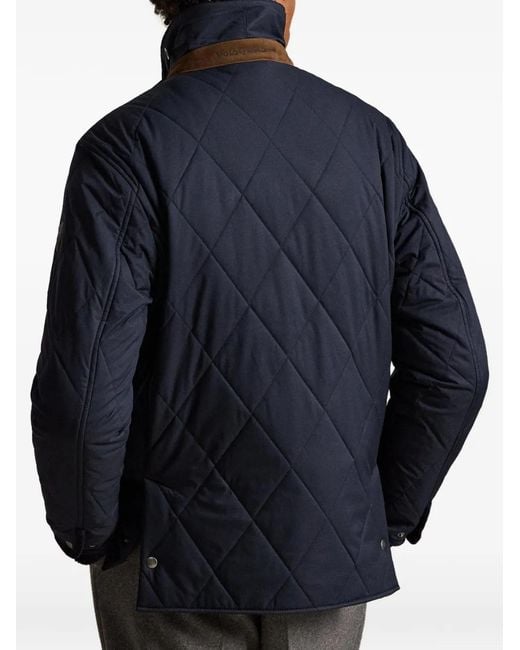 Polo Ralph Lauren Blue Diamond-Quilted Corduroy-Collar Coat for men
