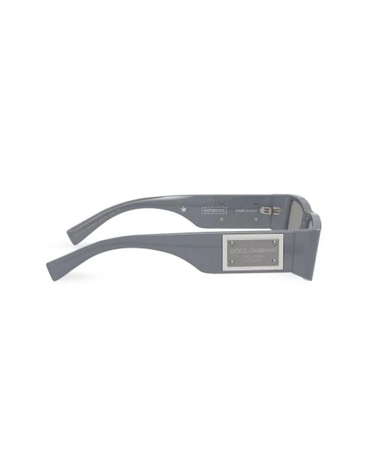 Dolce & Gabbana Gray Rectangle-Frame Logo-Plaque Sunglasses for men