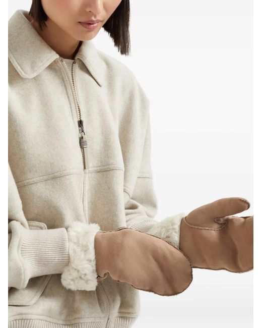 Brunello Cucinelli Natural Shearling Gloves