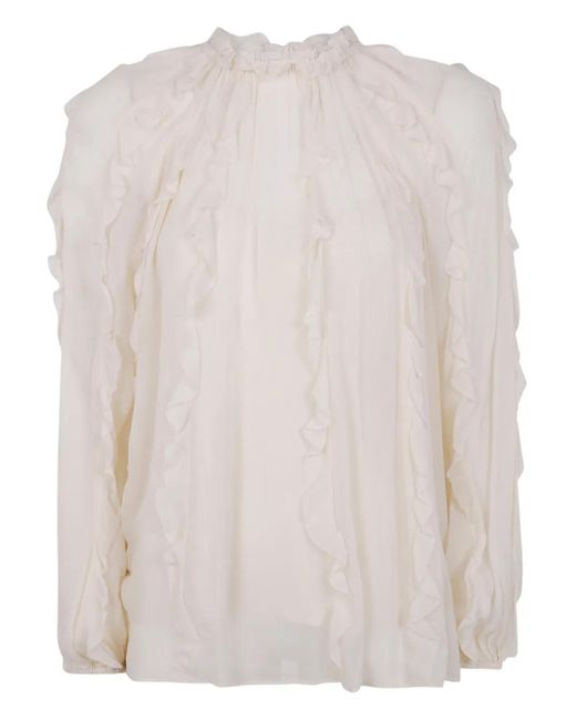 Zimmermann ハイネック ラッフル ブラウス White