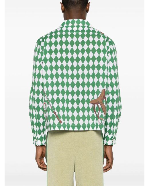 Bode Green Jockey Diamond Cotton Shirt for men