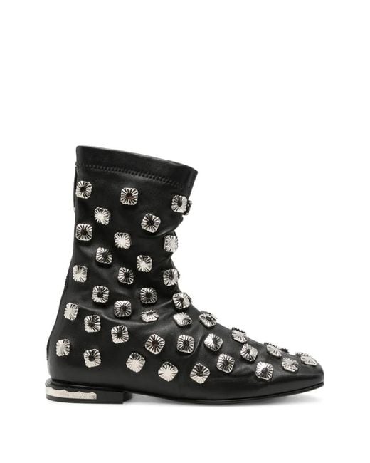 Toga Black Stud-Embellished Leather Boots