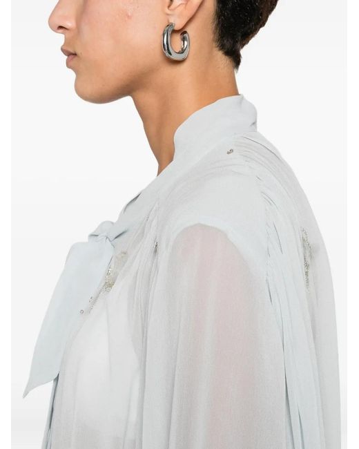 Forte_forte White "Carousel Des Sylphes" Embroidery Bow-Tie Shirt