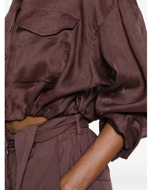 Isabelle Blanche Brown Chemise Courte À Ourlet À Lien De Resserrage