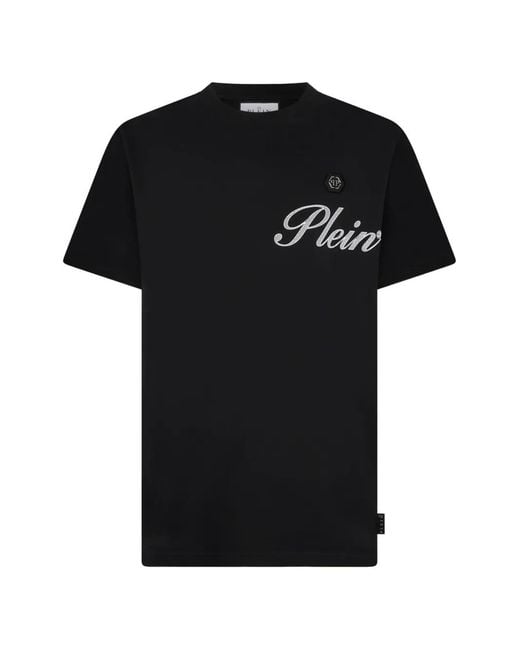Philipp Plein Black Round Neck T-Shirt Signature for men