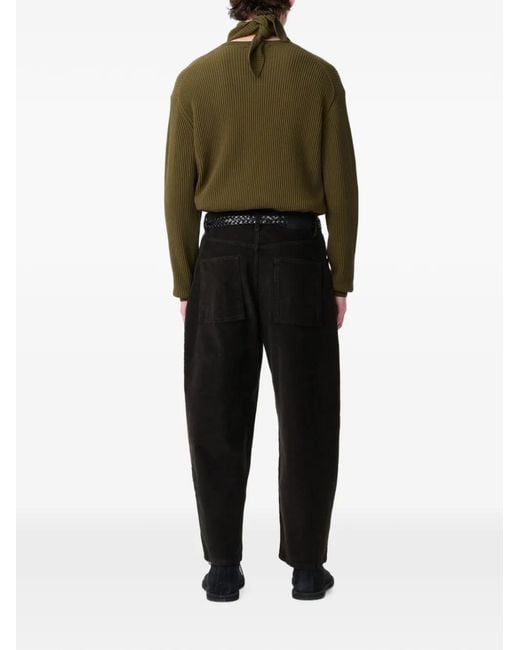 Studio Nicholson Black Riso Corduroy Wide-Leg Trousers for men