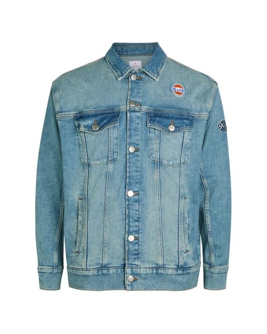 AN-Y1 Blue Star-Panelled Stretch-Denim Jacket for men