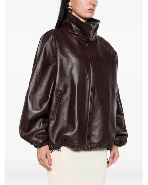 Magda Butrym Black Leather Zip-Up Jacket