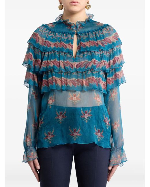 Etro Blue Silk Blouse