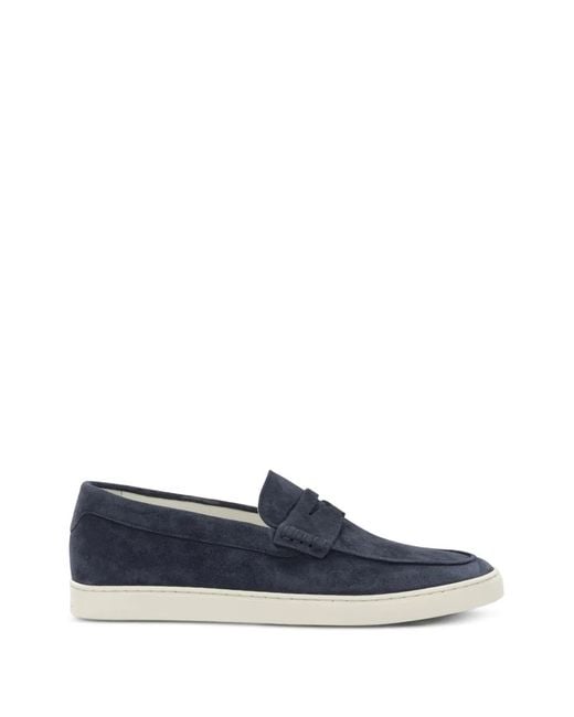 Brunello Cucinelli Blue Suede Penny Loafers for men