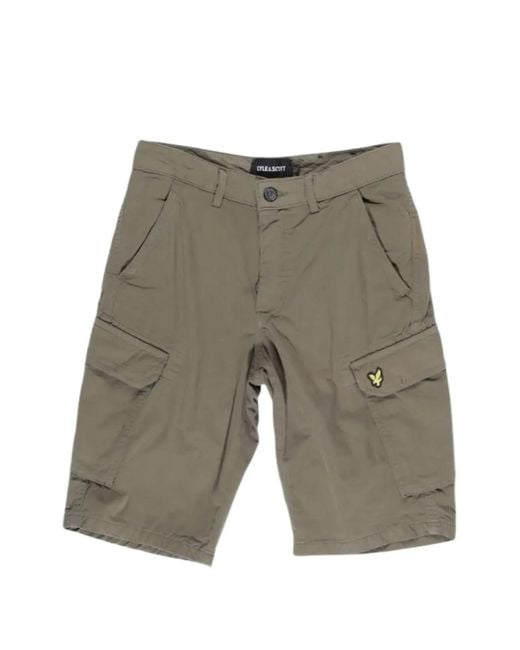 Lyle & Scott Gray Cotton Cargo Shorts for men