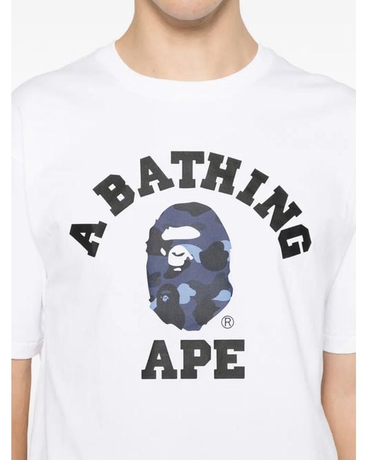 A Bathing Ape White Color Camo College Tee M for men