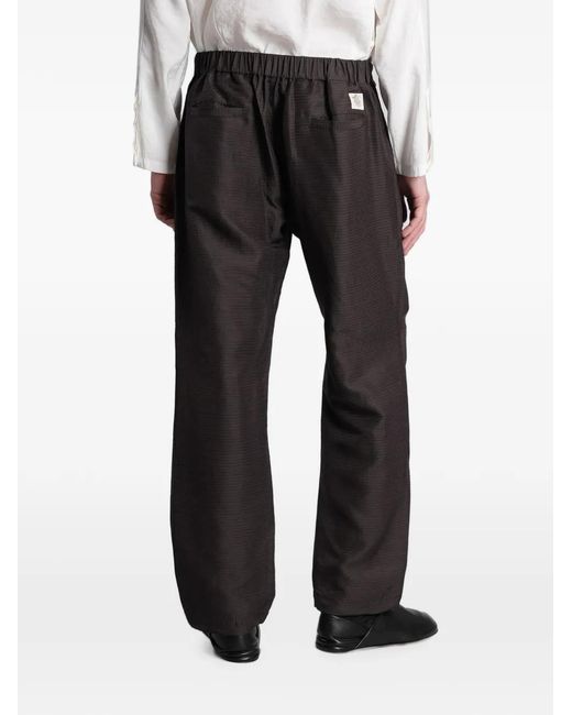 RANRA Black Grid-Pattern Straight-Leg Trousers for men