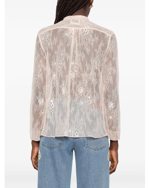 Forte_forte White Lace-Embroidered Sequin-Embellished Blouse