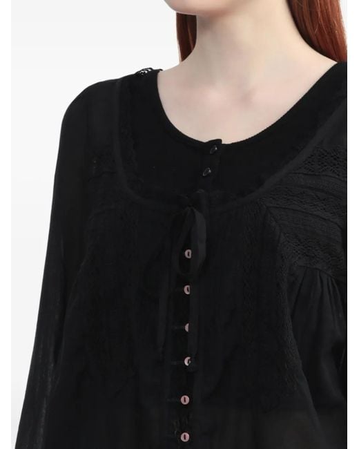Free People レーストリム シャツ Black