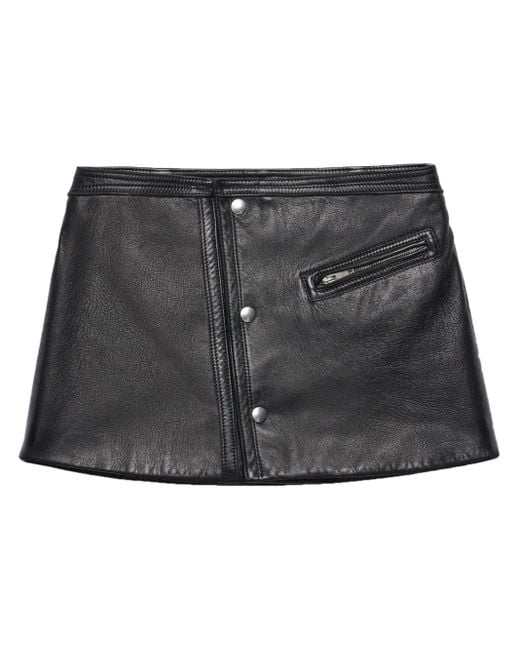 Prada Leren Mini-Rok in het Black
