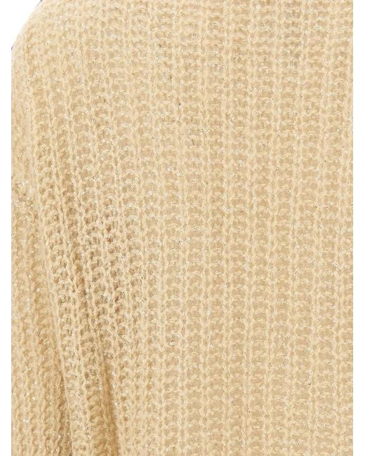 Kaos Natural Sequin-Embellished Open-Knit Cardigan