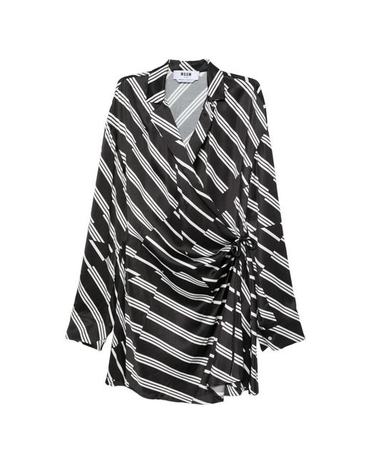 MSGM Black Striped Mini Dress