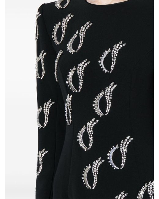 Jenny Packham Black Jealous Crystal-Embellished Midi Dress