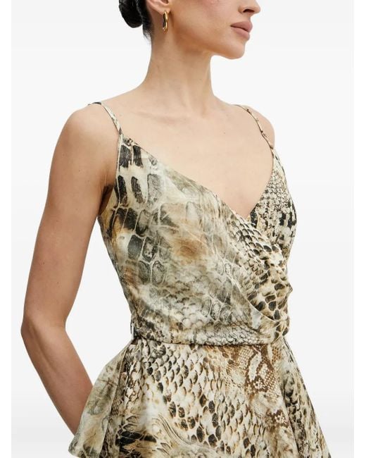 MARCIANO BY GUESS White Giselle Draped Snake-Print Top