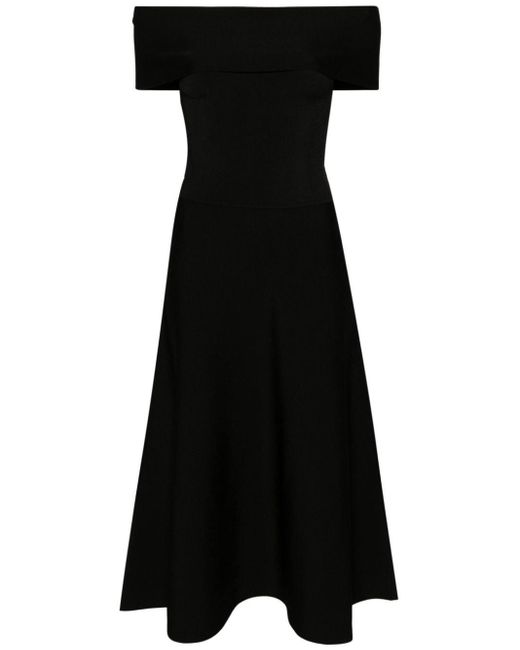 Fabiana Filippi Black Boat-neck Knitted Midi Dress